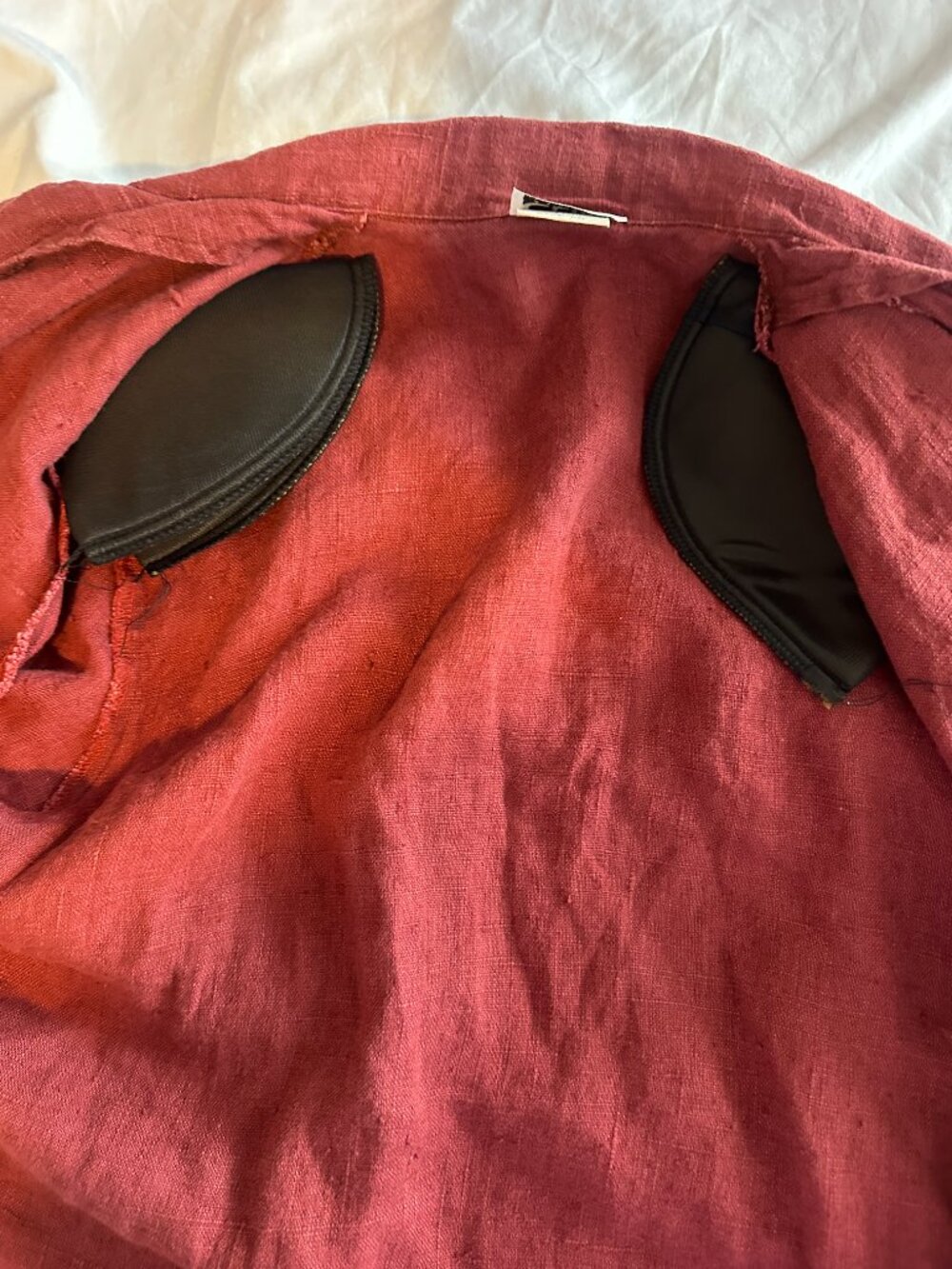 Vintage 90s Linen Shirt CLIO Petites Size PM Red Button Up Shirt Made in USA - Picture 6 of 8